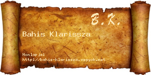 Bahis Klarissza névjegykártya